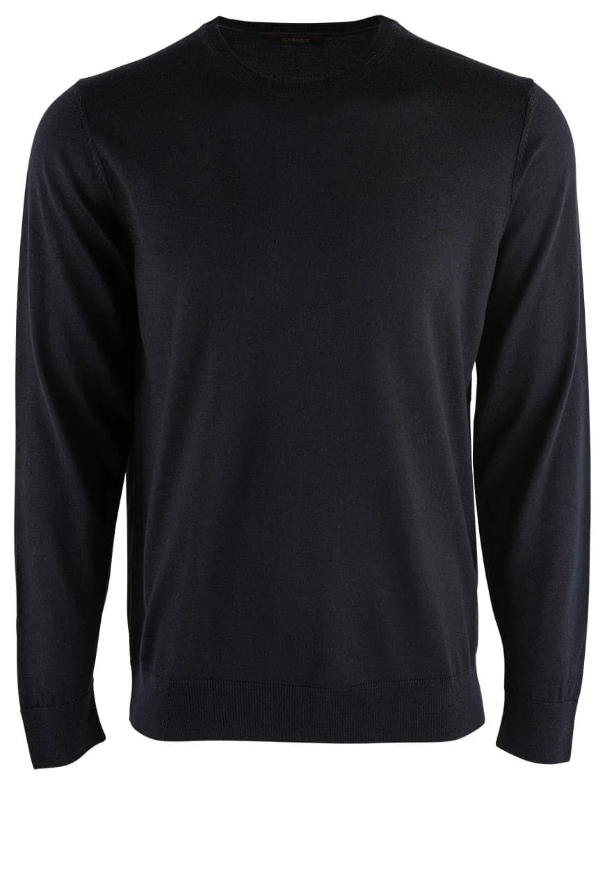 Garnet Men's Merino Wool Sweater - Navy