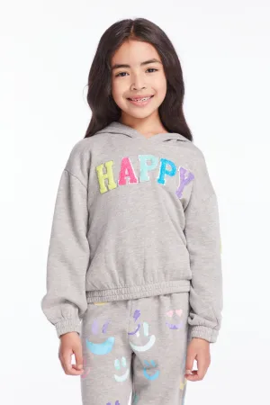 Glitter Smiley Girls Pullover Hoodie