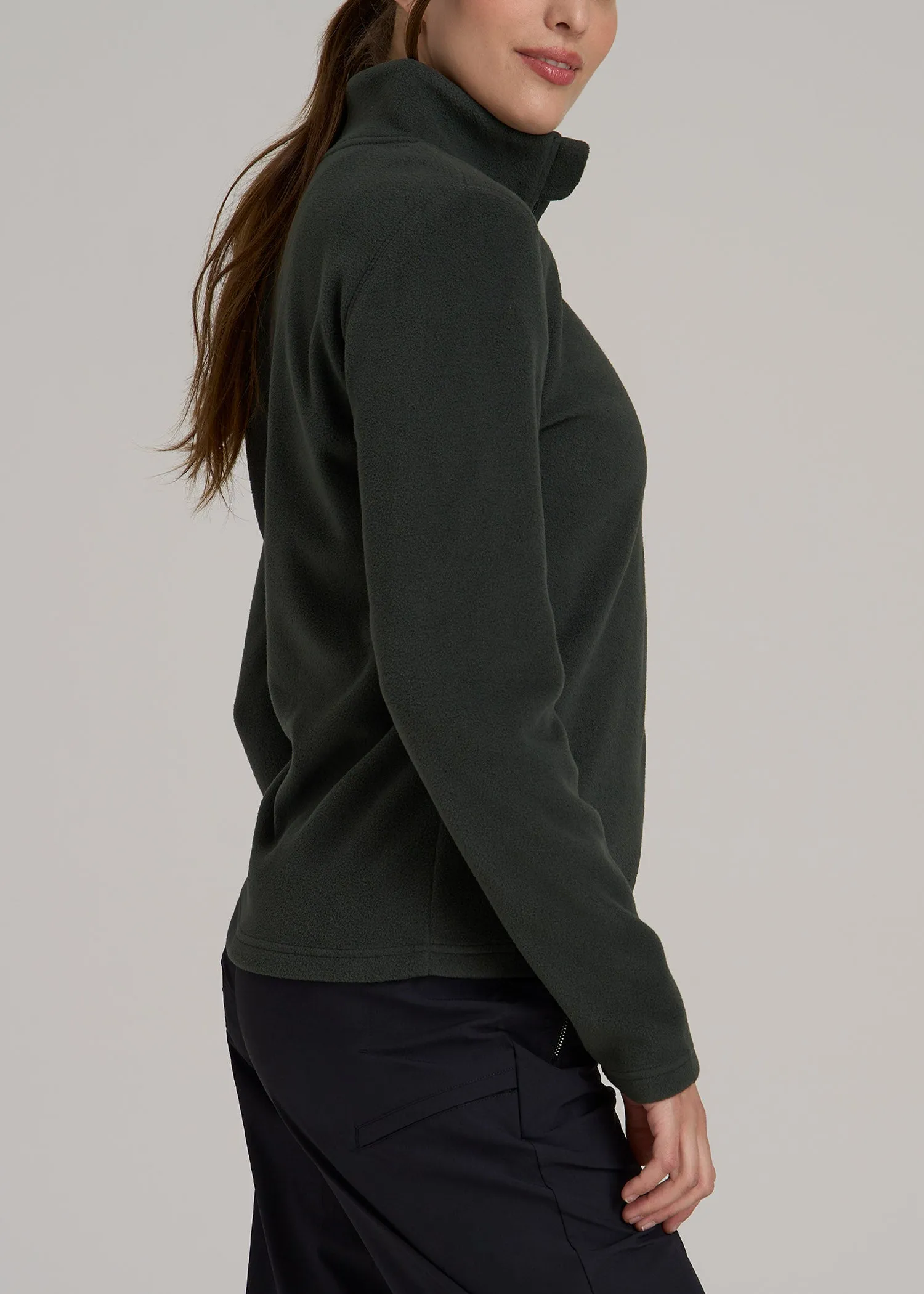 Half Zip Polar Fleece Pullover Sweater for Tall Women in Pine Grove