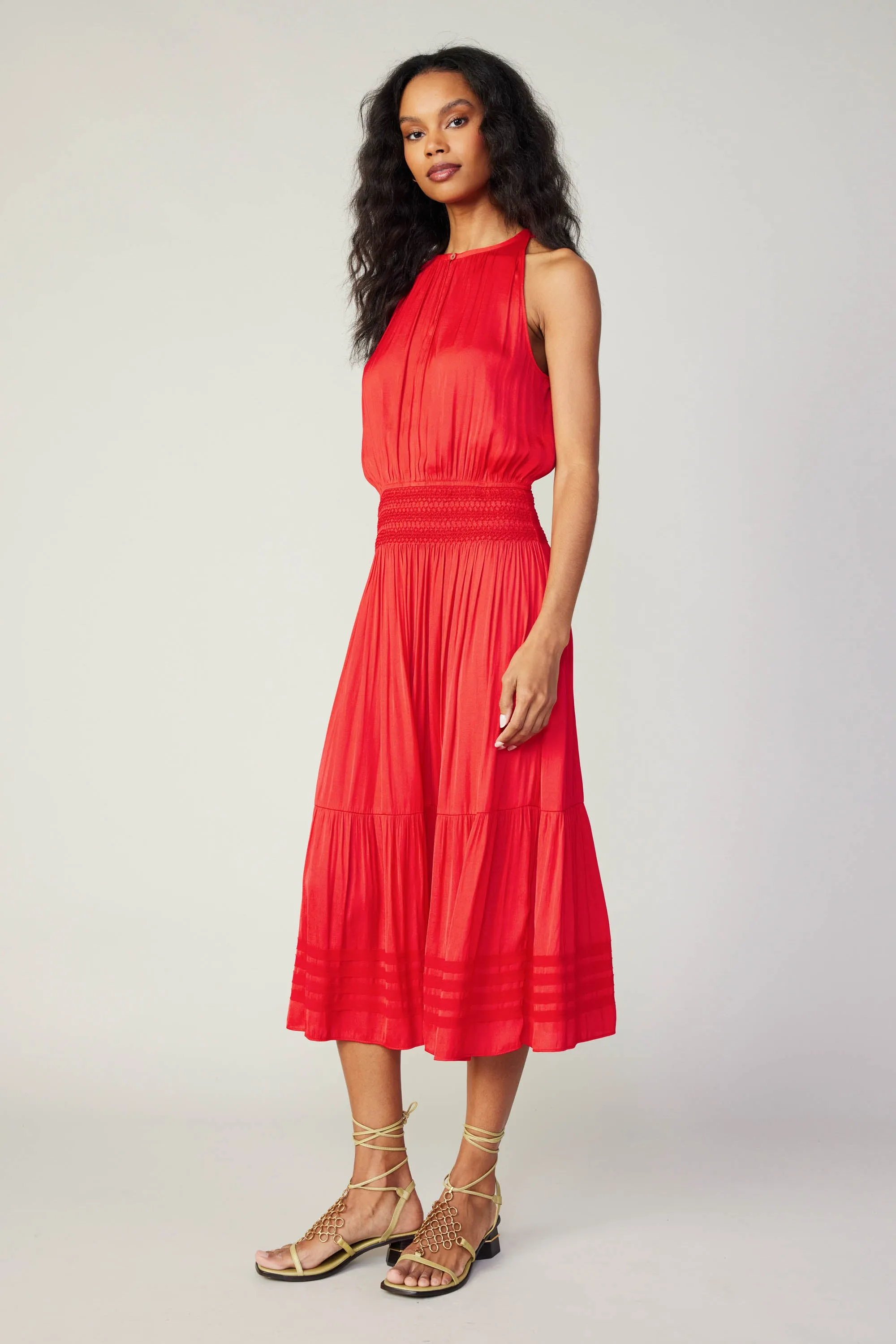 Halter Smocked Midi Dress