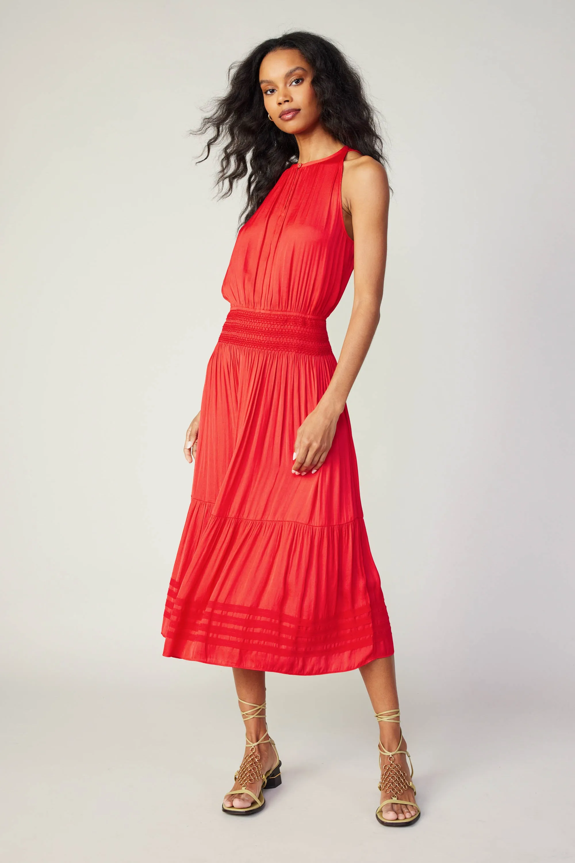 Halter Smocked Midi Dress