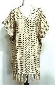 Hand Woven Block Print Tunic Sweater Dress. Rust or White