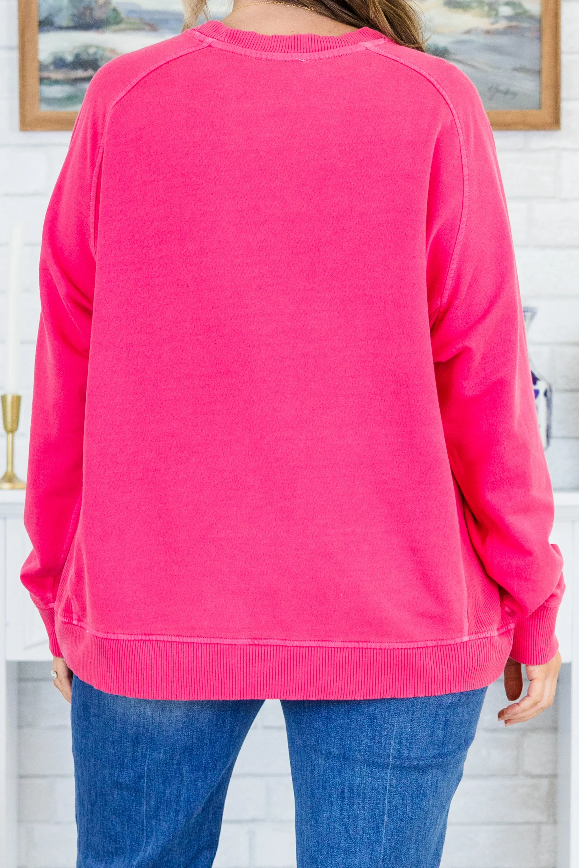 Happy To Be Here Pullover, Hot Pink