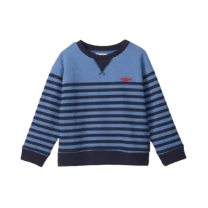 Hatley Printed Shark Stripes Pullover Sweatshirt - Nautical Melange