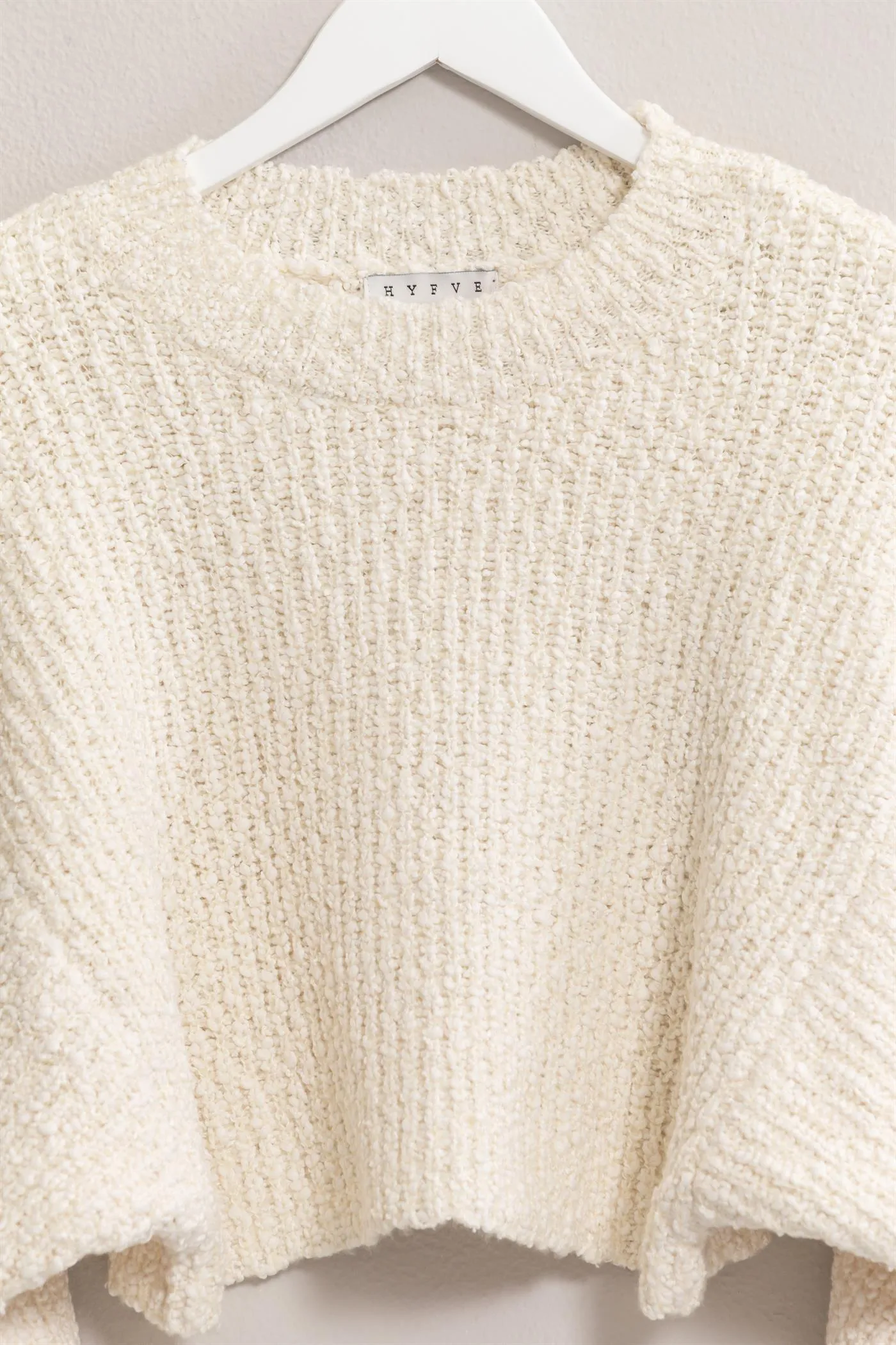 HF24F286-Popcorn Knit Cropped Pullover