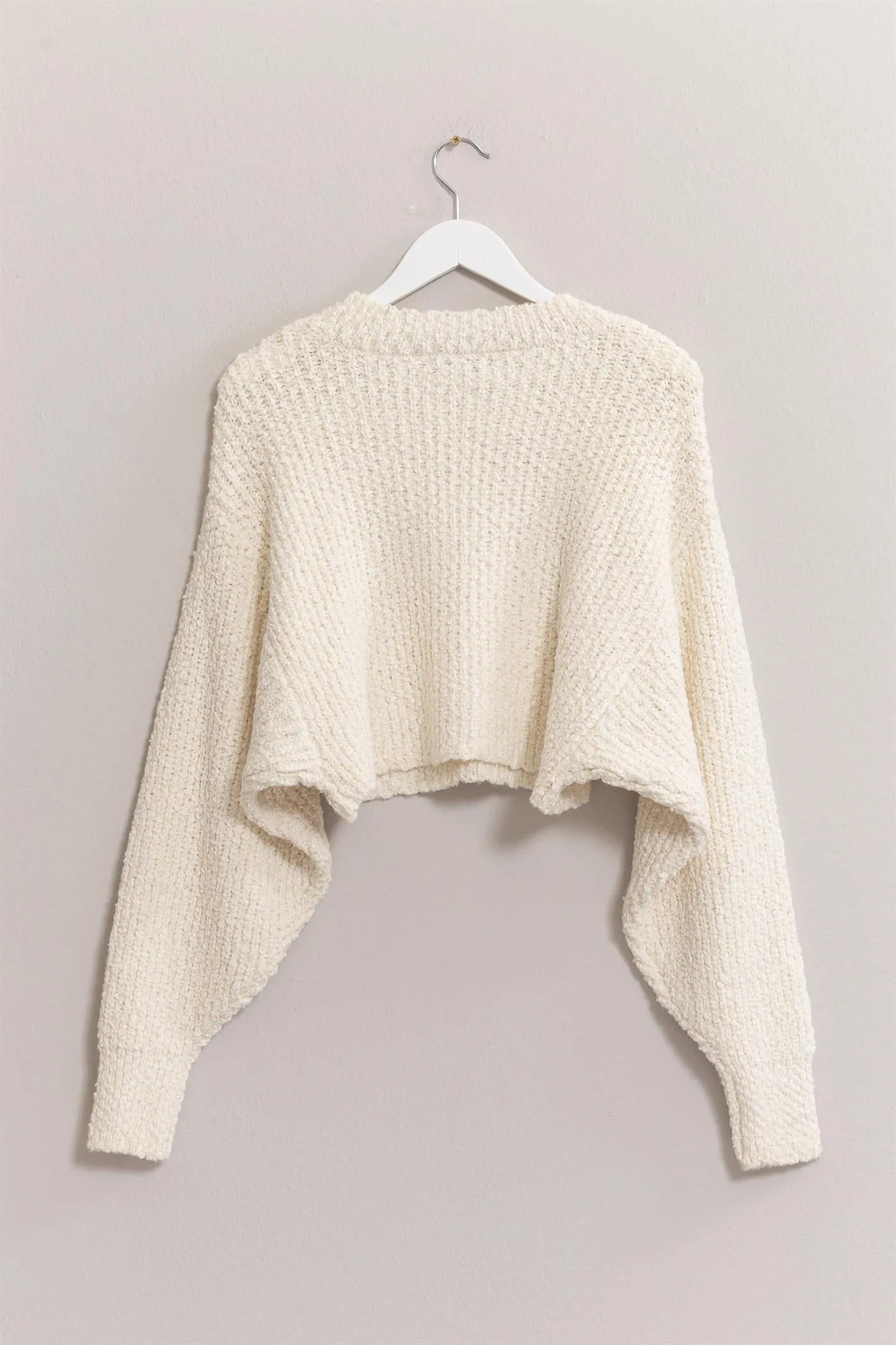 HF24F286-Popcorn Knit Cropped Pullover