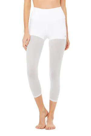 High-Waist Sheer Capri - White