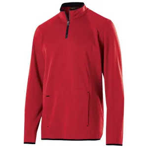 Holloway Men's Scarlet Heather Fleece Quarter Zip Artillery Pullover