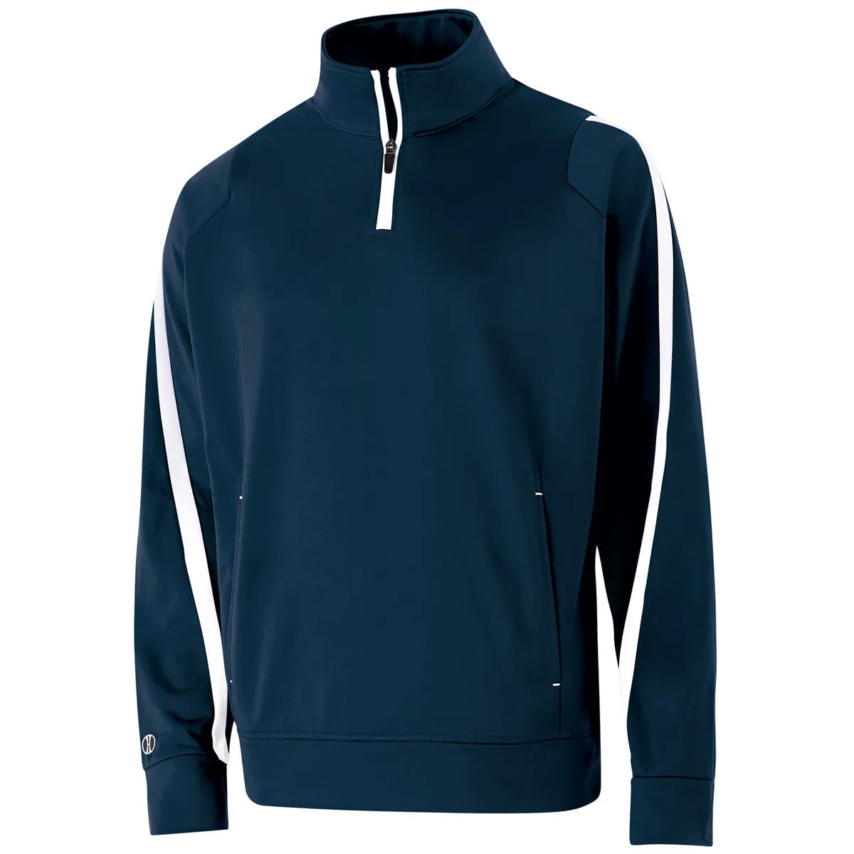 Holloway Youth Navy/White Quarter Zip Determination Pullover