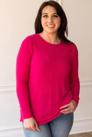 Hot Pink Top Knit Tunic with Front Seam