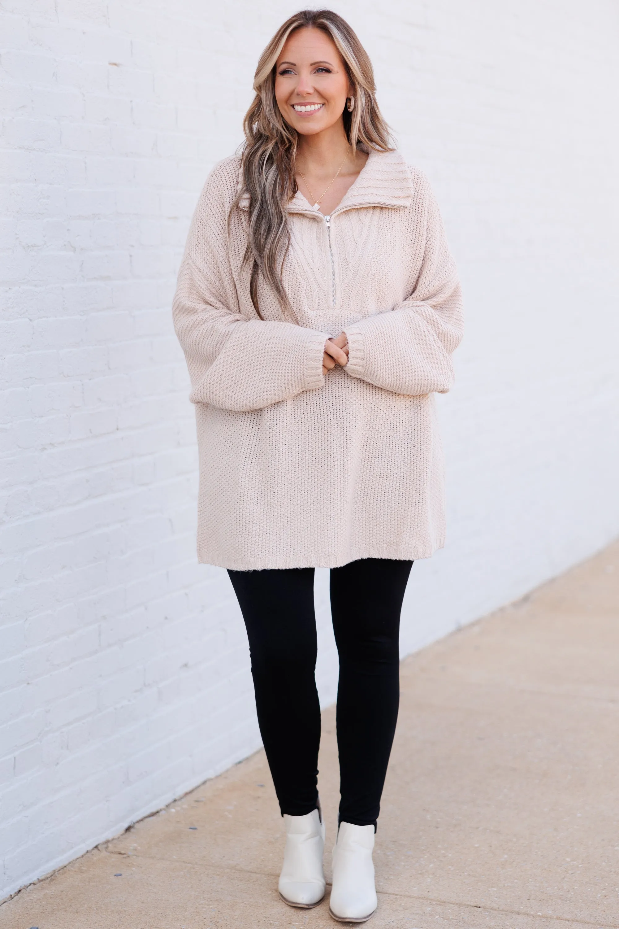 I Can't Wait Pullover, Taupe