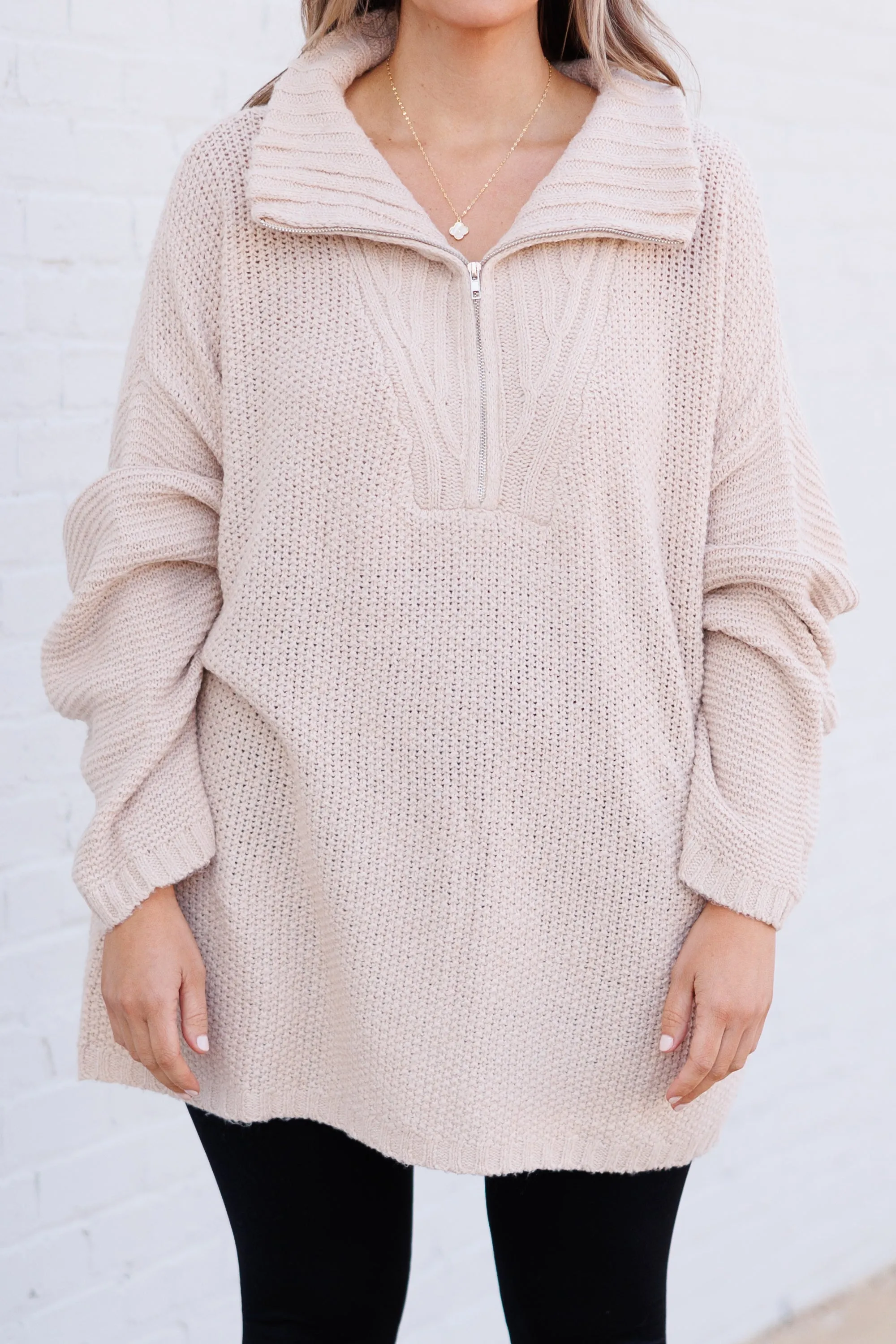 I Can't Wait Pullover, Taupe