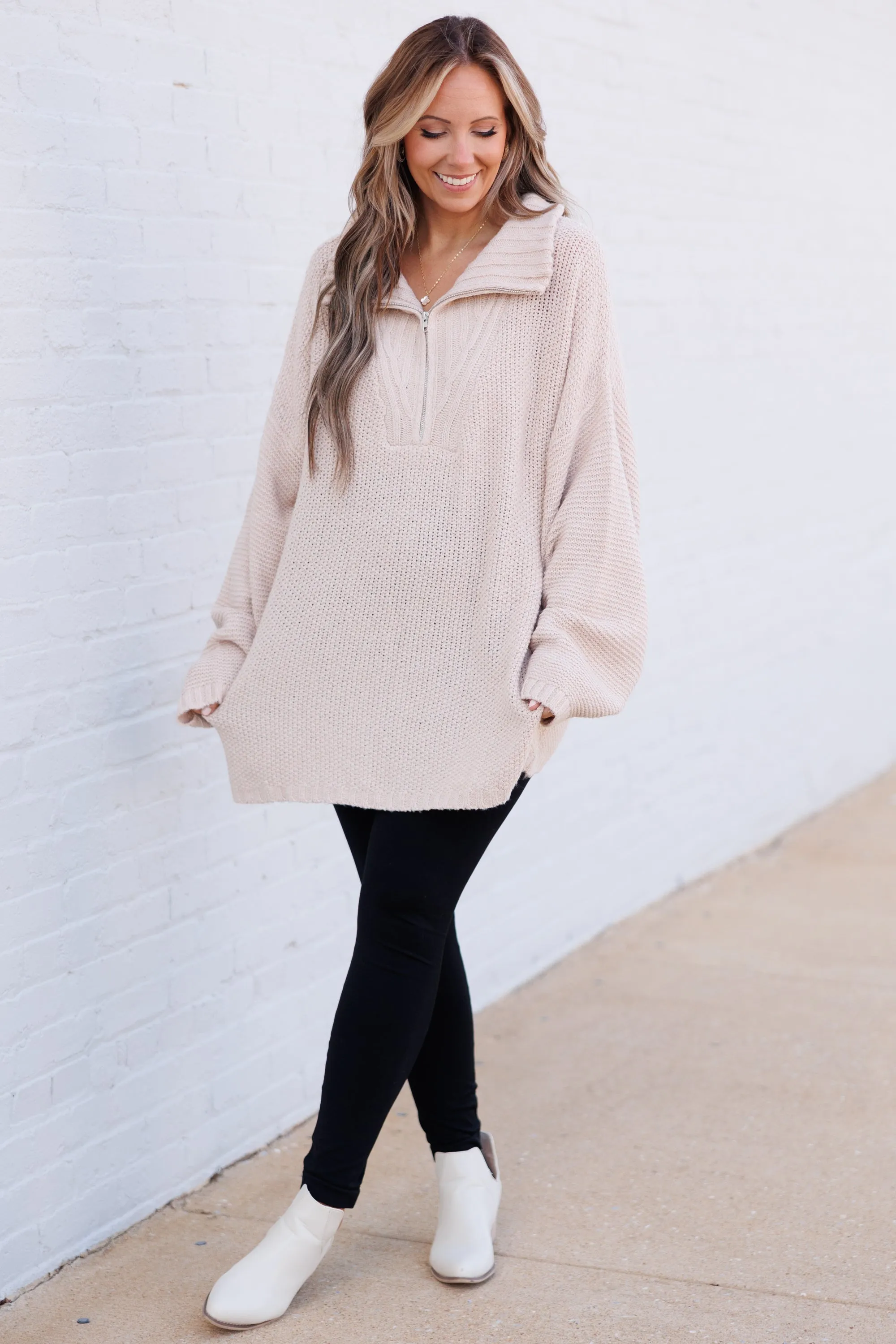 I Can't Wait Pullover, Taupe