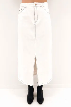 Indiana Denim Midi Skirt White