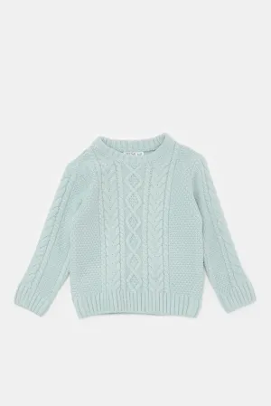 Infant Boys Mint Cable Knitted Pullover