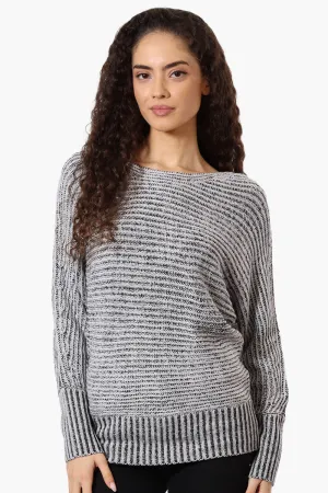 International INC Company Ribbed Boat Neck Pullover Sweater - Grey