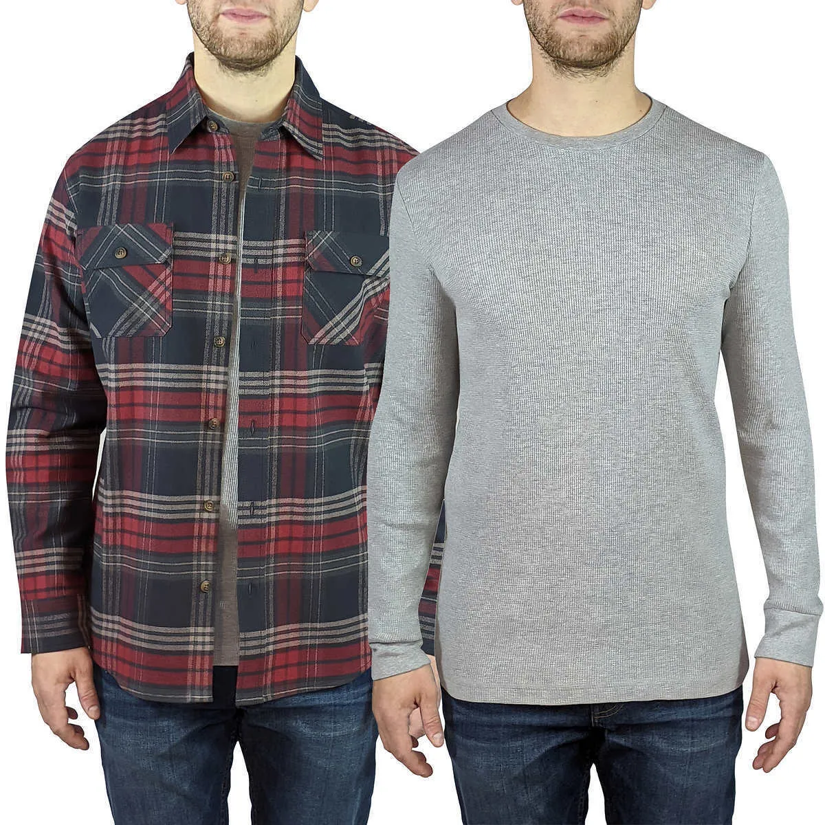 Jachs New York 2-Pack Men's Waffle Thermal & Flannel Shirt