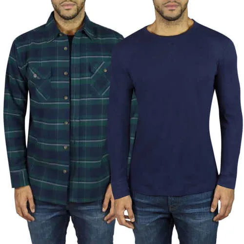 Jachs New York 2-Pack Men's Waffle Thermal & Flannel Shirt