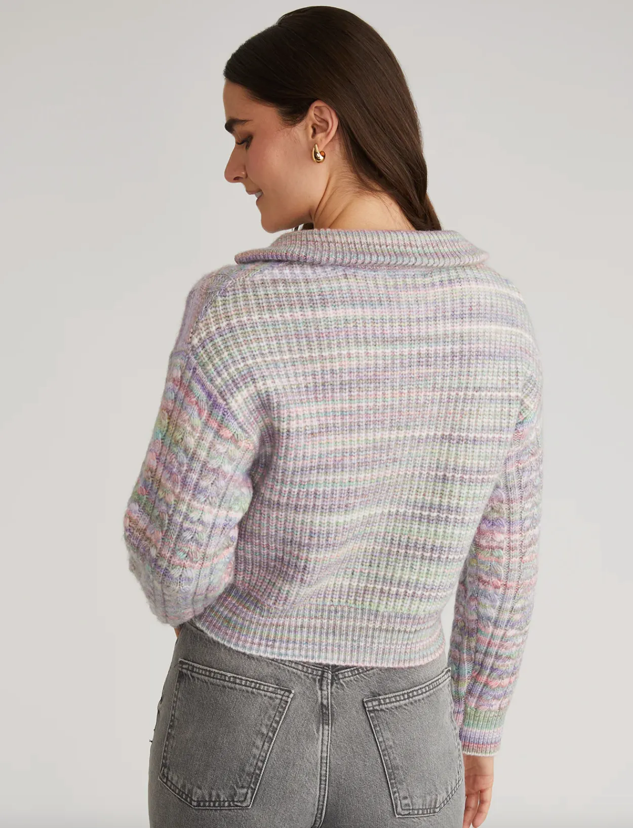 Jackie Spacedye Zip Front Pullover Lavender Multi