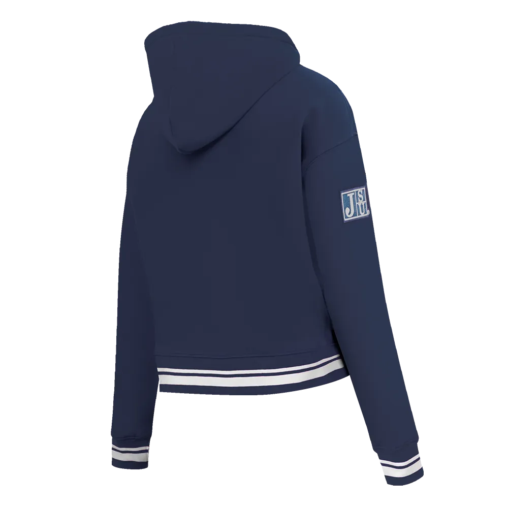 JACKSON STATE UNIVERSITY CLASSIC WOMEN'S RIB FLC CROPPED PO HOODIE (MIDNIGHT NAVY)