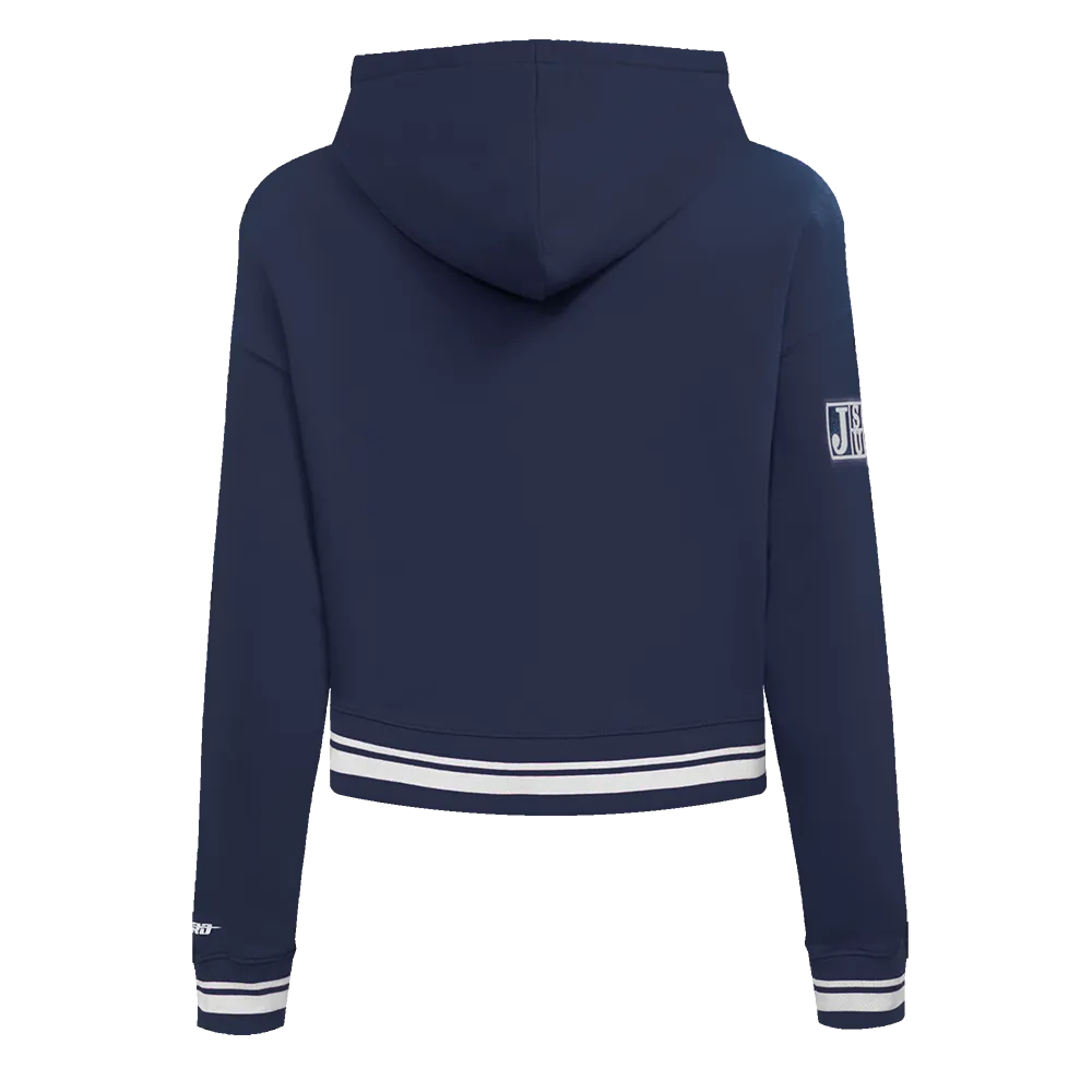 JACKSON STATE UNIVERSITY CLASSIC WOMEN'S RIB FLC CROPPED PO HOODIE (MIDNIGHT NAVY)