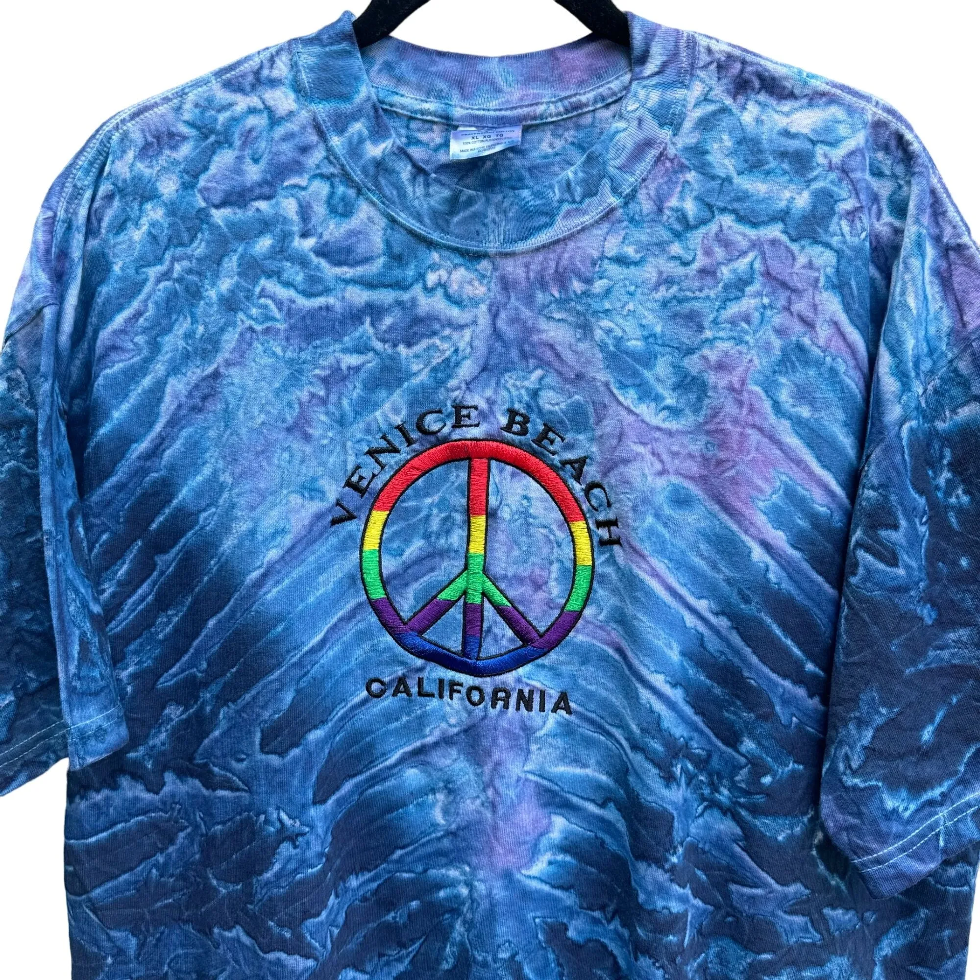 Jerzees Embroidered Venice Beach California Unisex Tie Dye Heavy Cotton Shirt XL