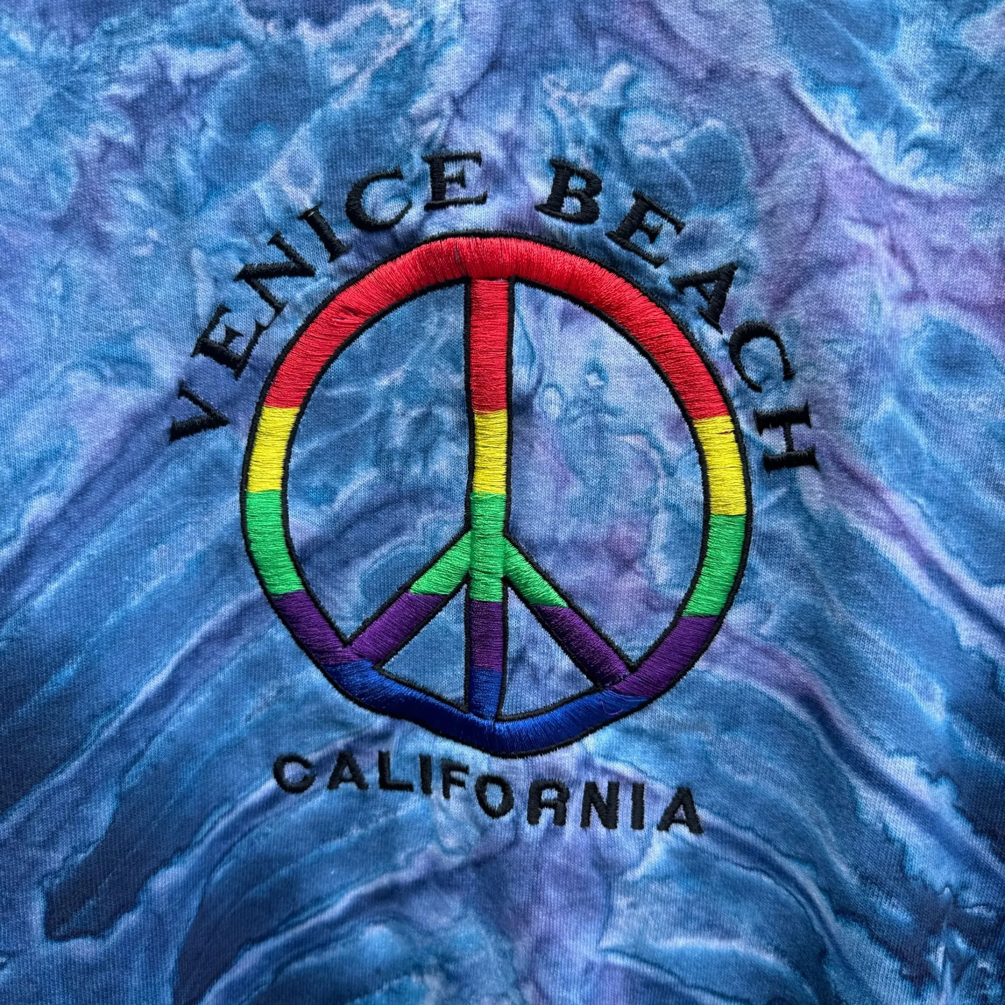 Jerzees Embroidered Venice Beach California Unisex Tie Dye Heavy Cotton Shirt XL