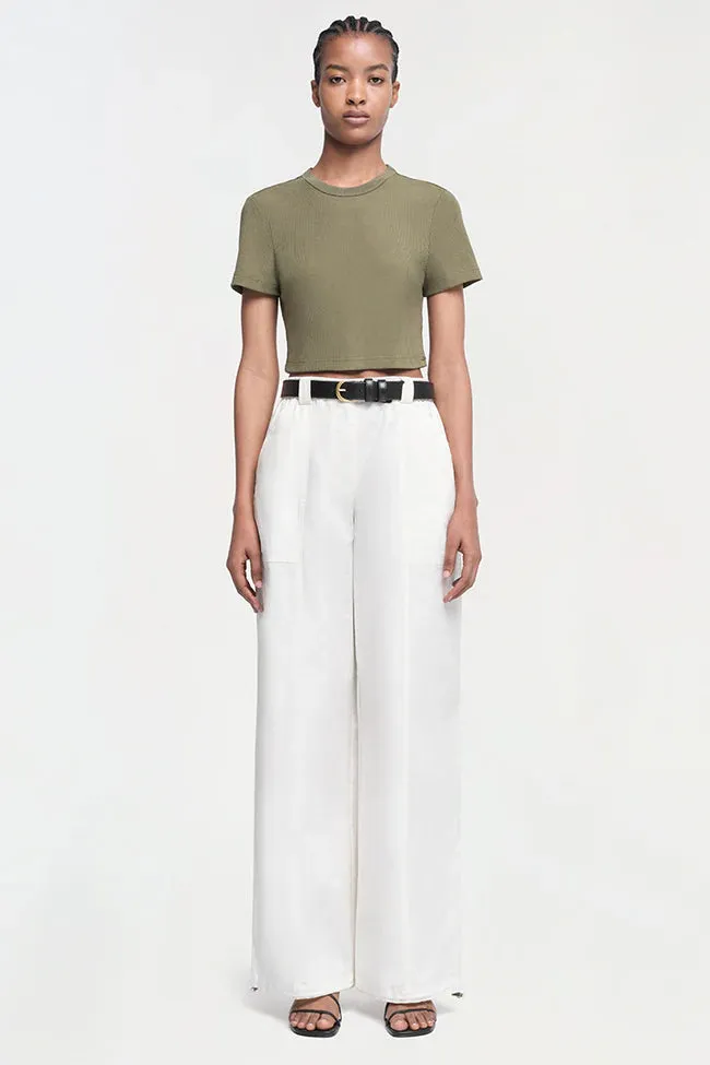 Jonathan Simkhai Cinta Cropped Tee Army Green