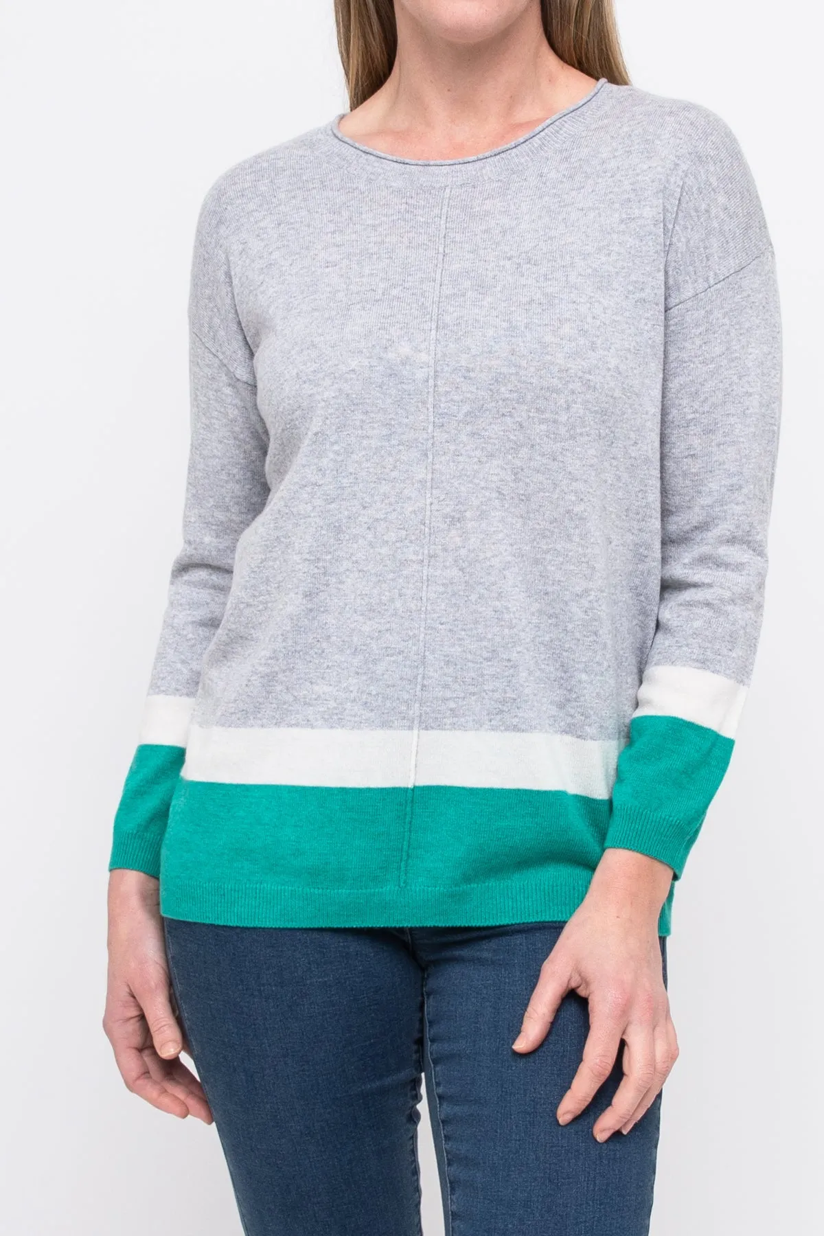 Jump Hem Stripe Pullover | Jade Combo J54611045A