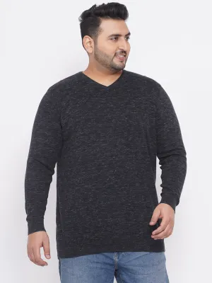 Kiabi - Plus Size Men's Regular Fit Grey Solid Cotton Knitted Long Sleeves Sweater