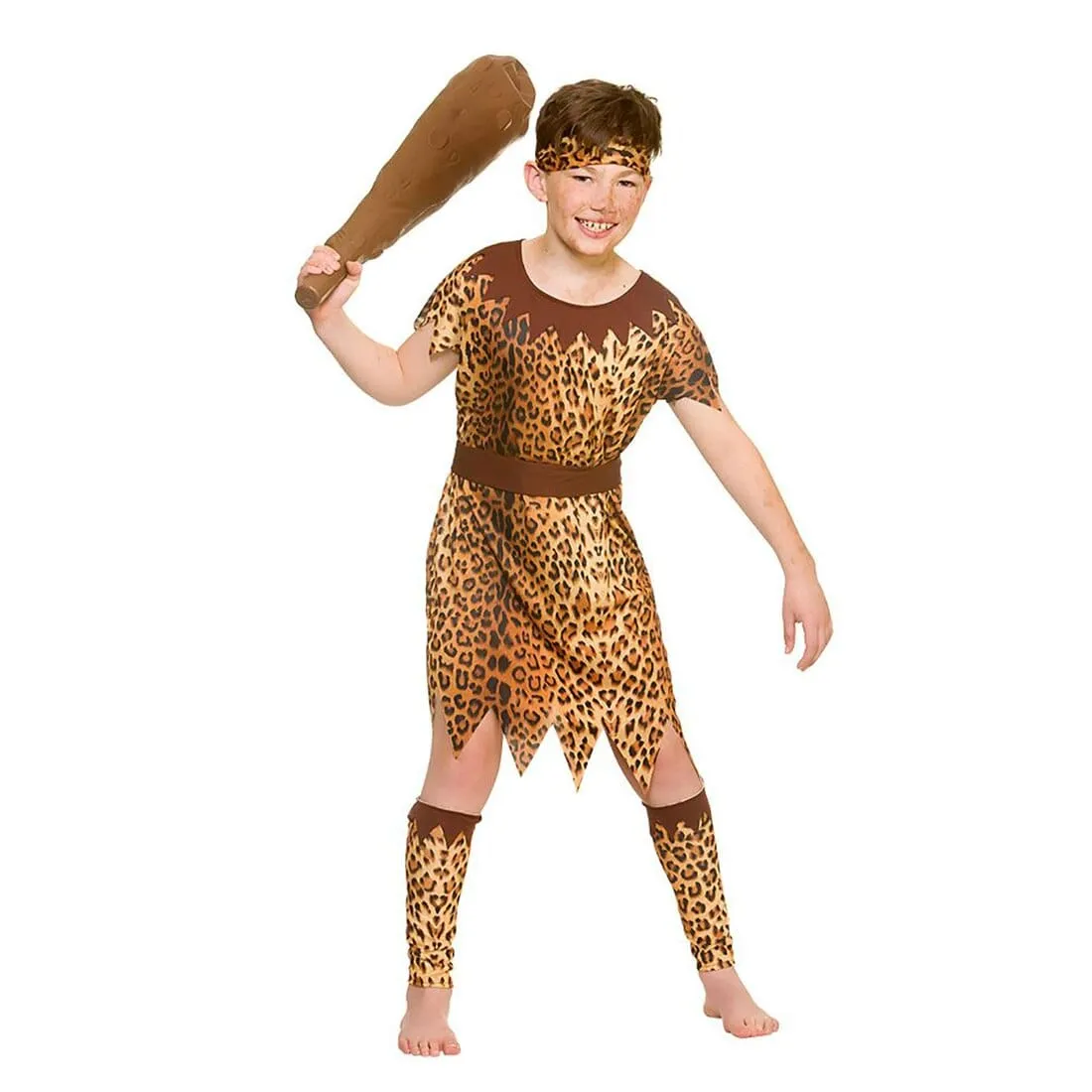 Kids Stone Age Cave Boy Fancy Dress Costume Tunic Halloween