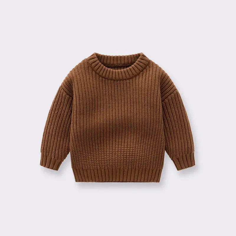 Knit Pullover Sweater in Coffee