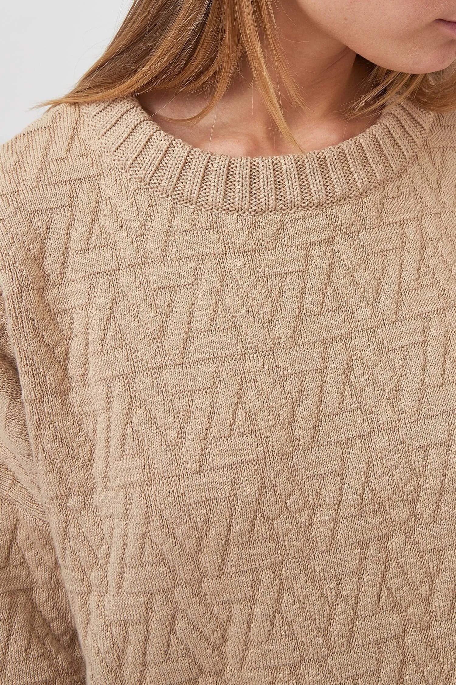 Knitted Organic Cotton Triangle Jumper | Sand