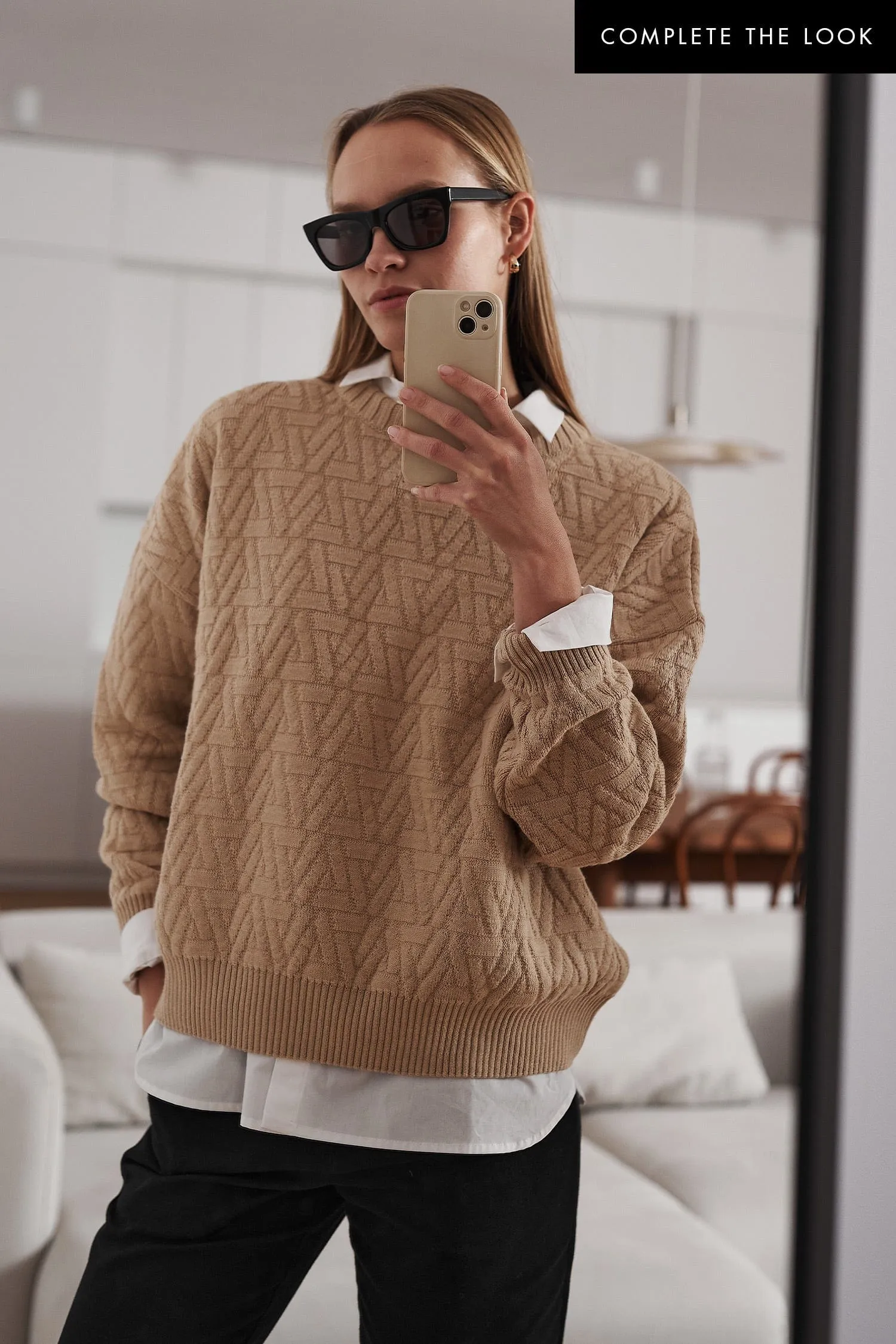 Knitted Organic Cotton Triangle Jumper | Sand