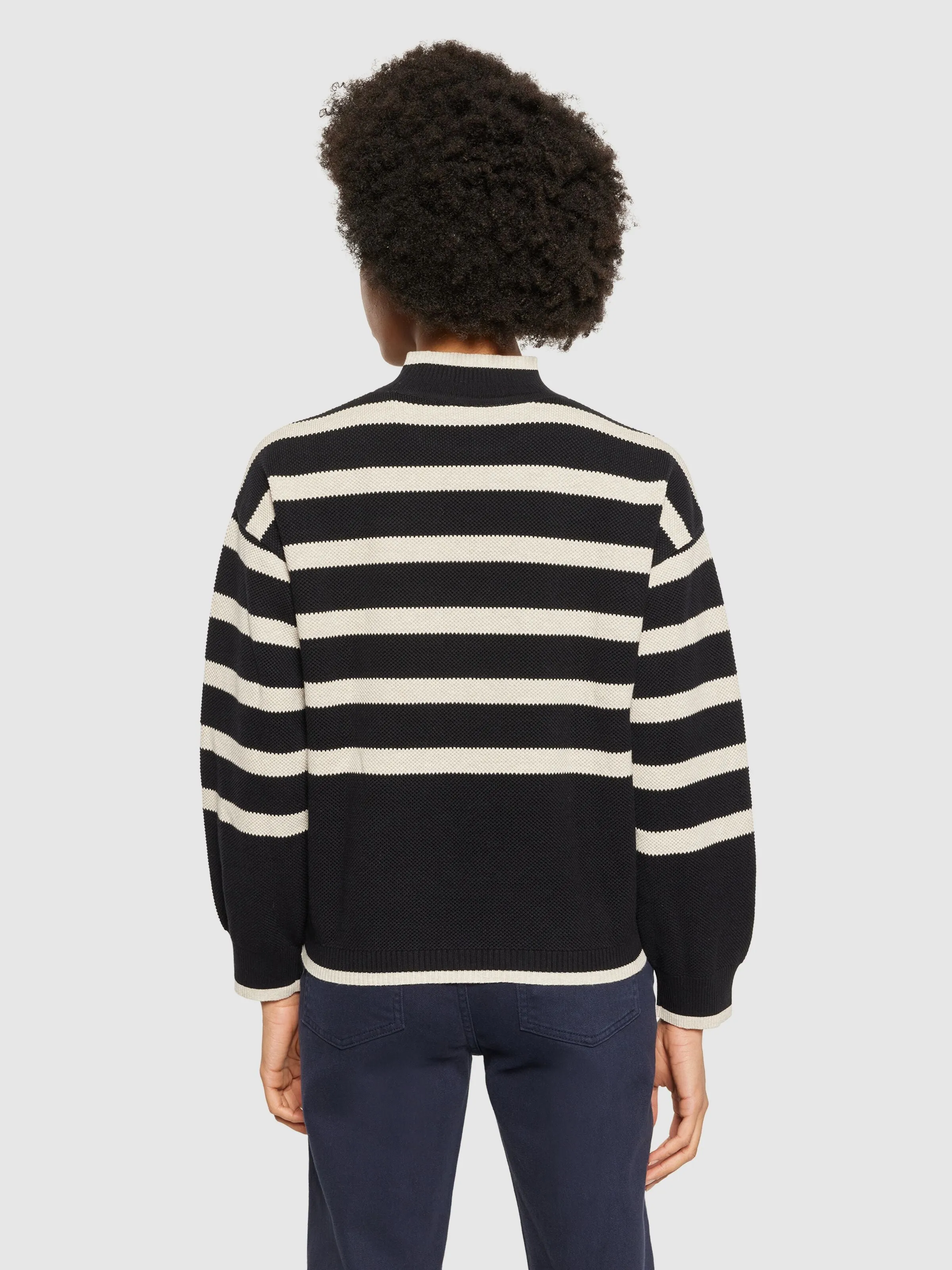 Knowledge Cotton Cotton micro bubble stripe crew neck - Regenerative Organic Certified® - GOTS/vegan