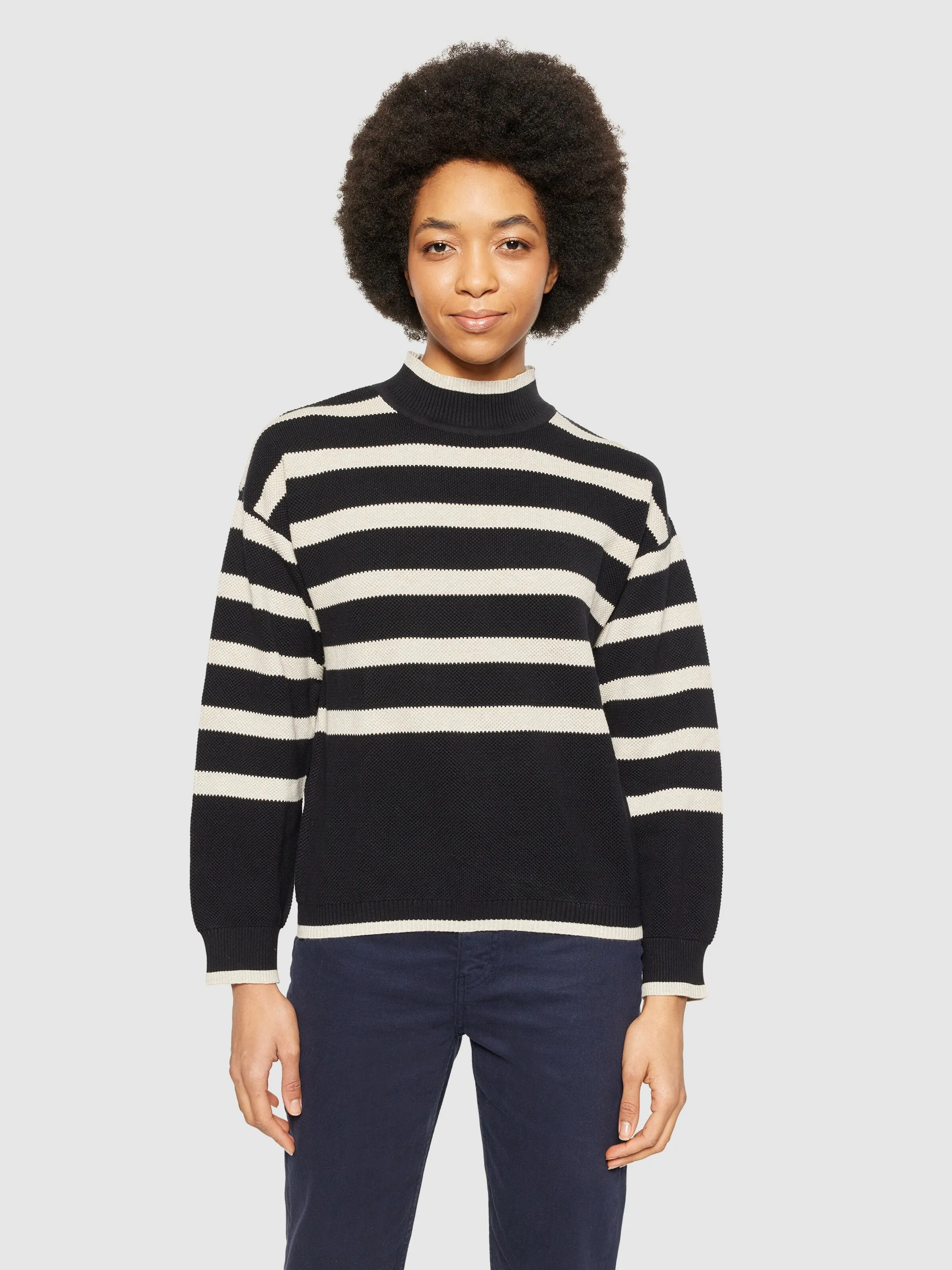 Knowledge Cotton Cotton micro bubble stripe crew neck - Regenerative Organic Certified® - GOTS/vegan