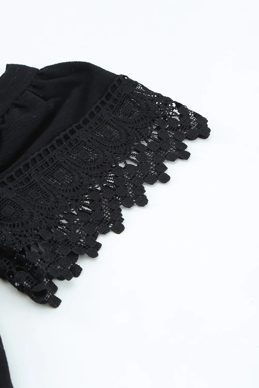 Lace Pom Pom Splicing Square Neck Blouse