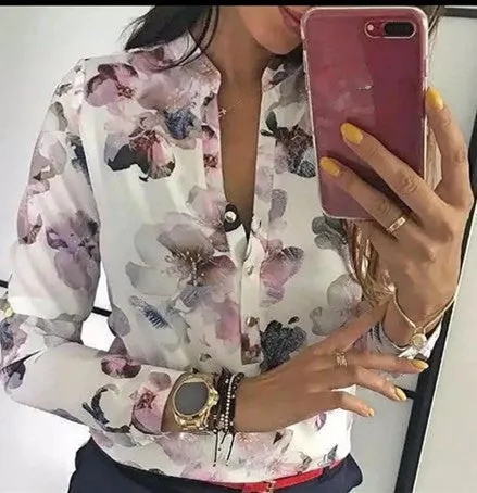 Ladies printed button shirt