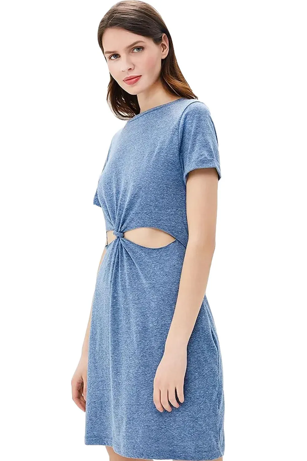 Ladies Twisted Knot Cut Out T-Shirt Dress