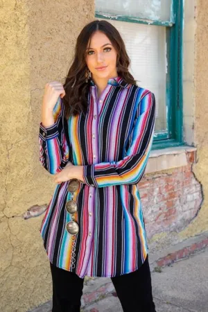 L&B Purple Serape Button Up Tunic Shirt