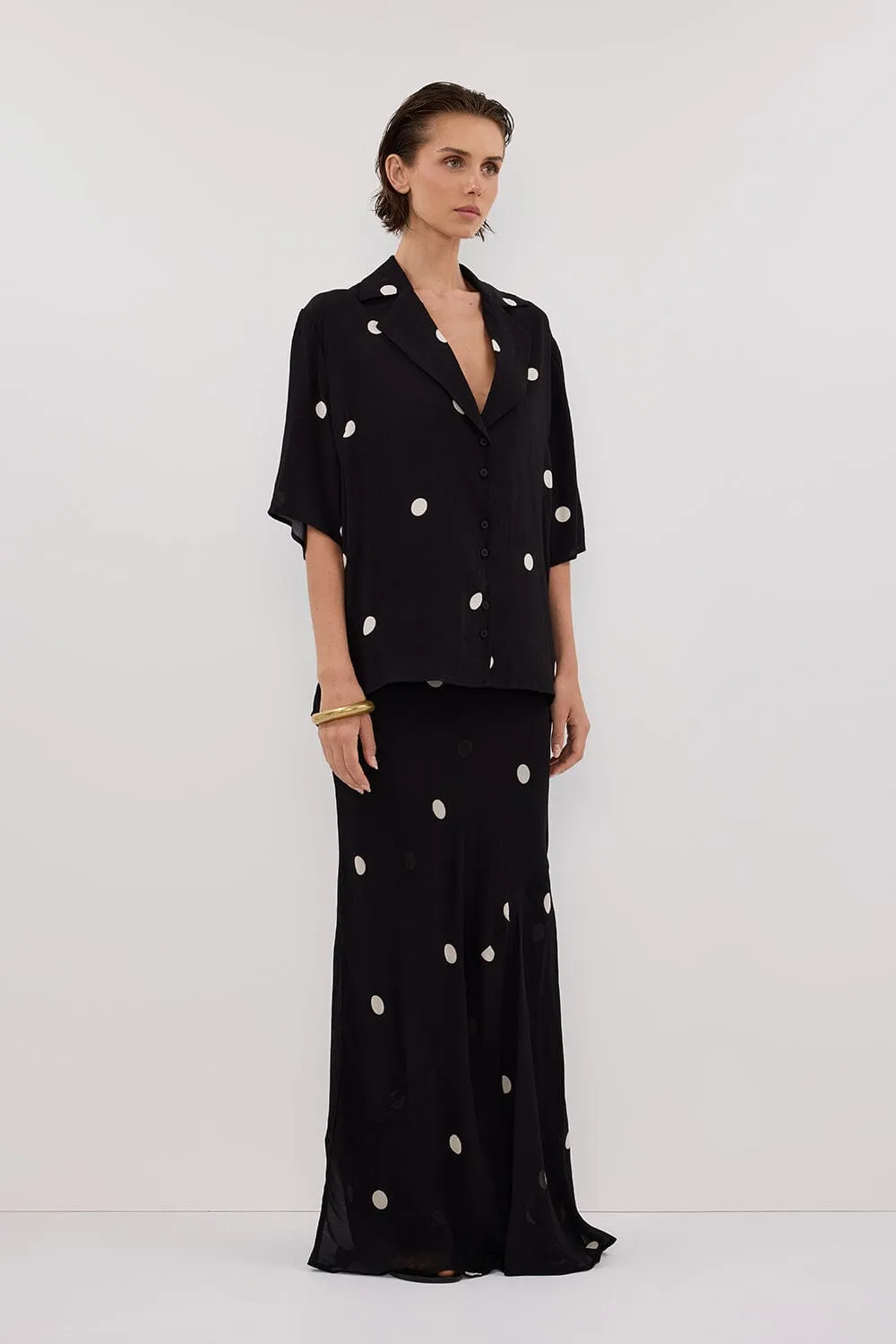 LAURA BLACK SPOT MIDI SKIRT