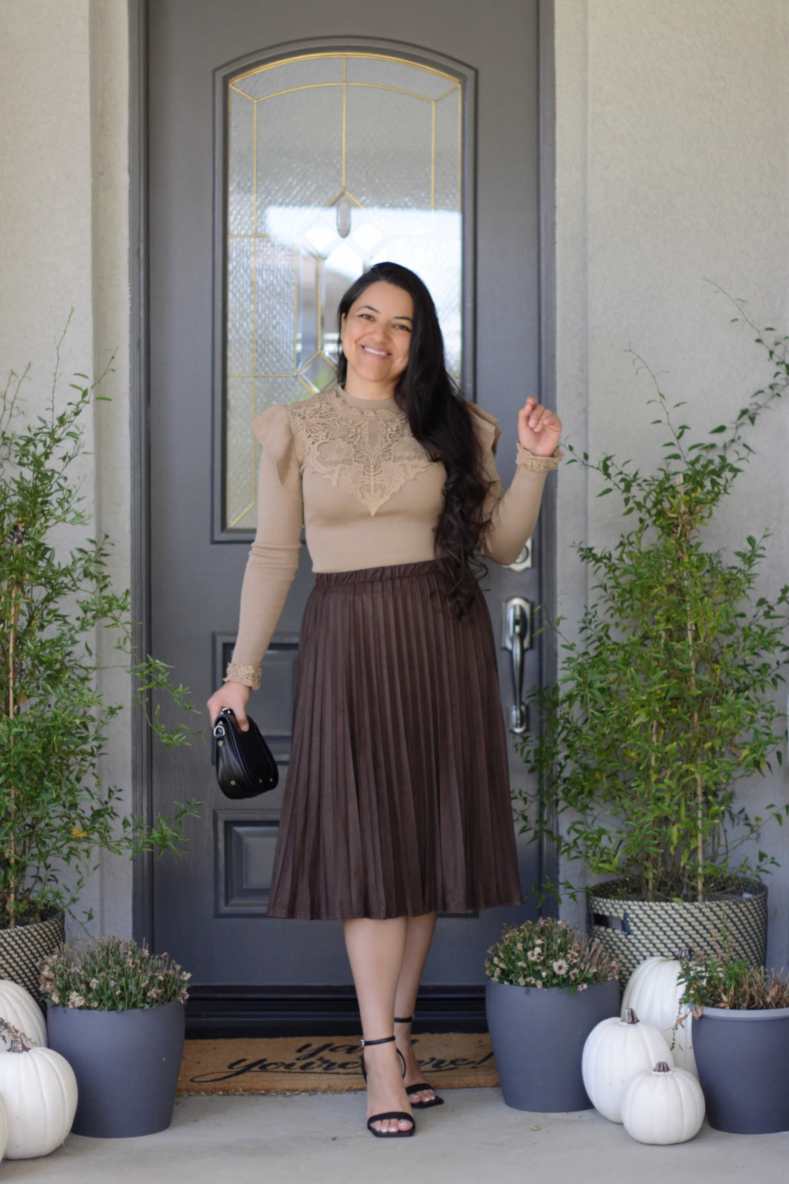 Lennon Faux Suede Brown Skirt