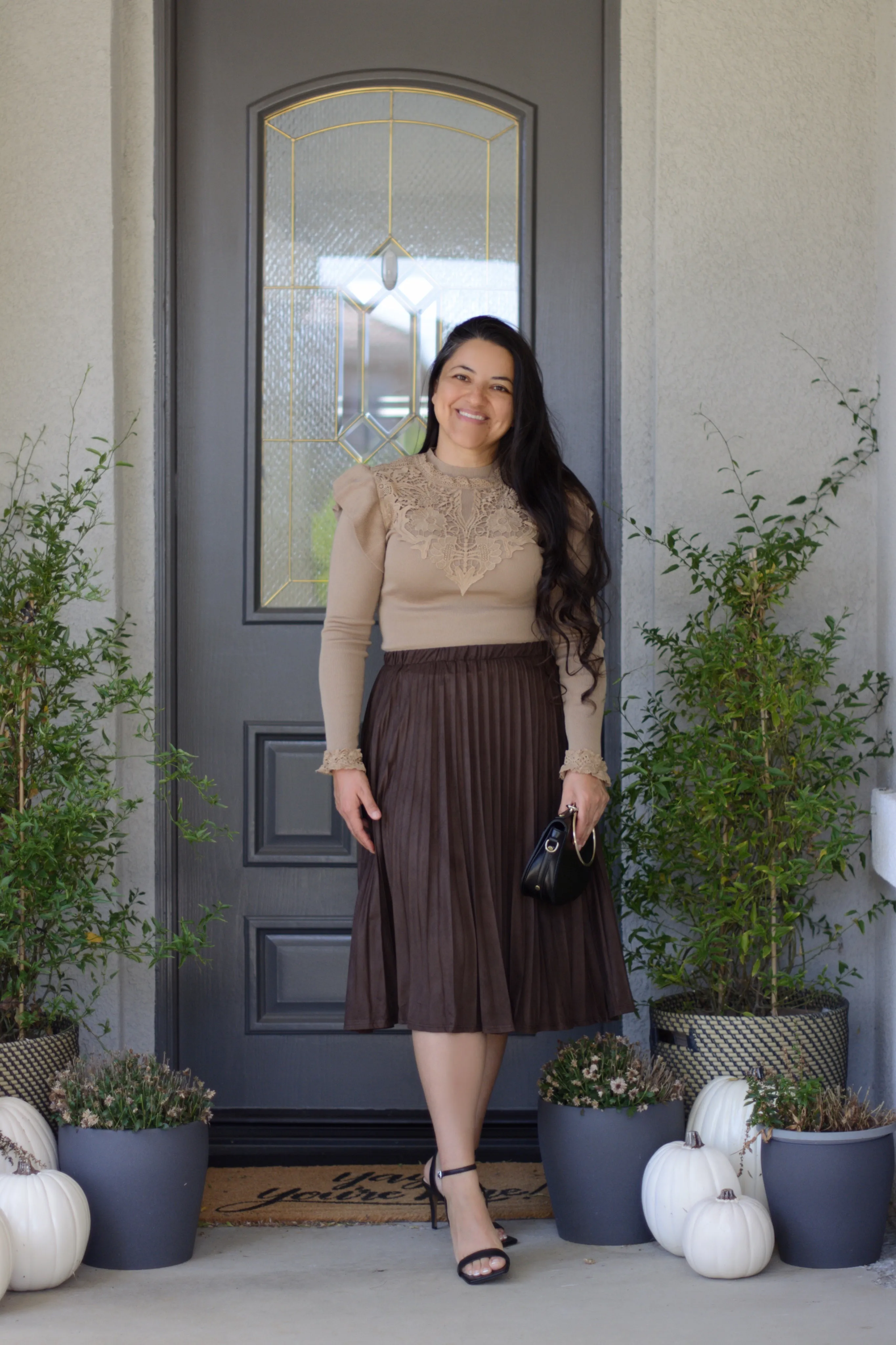 Lennon Faux Suede Brown Skirt