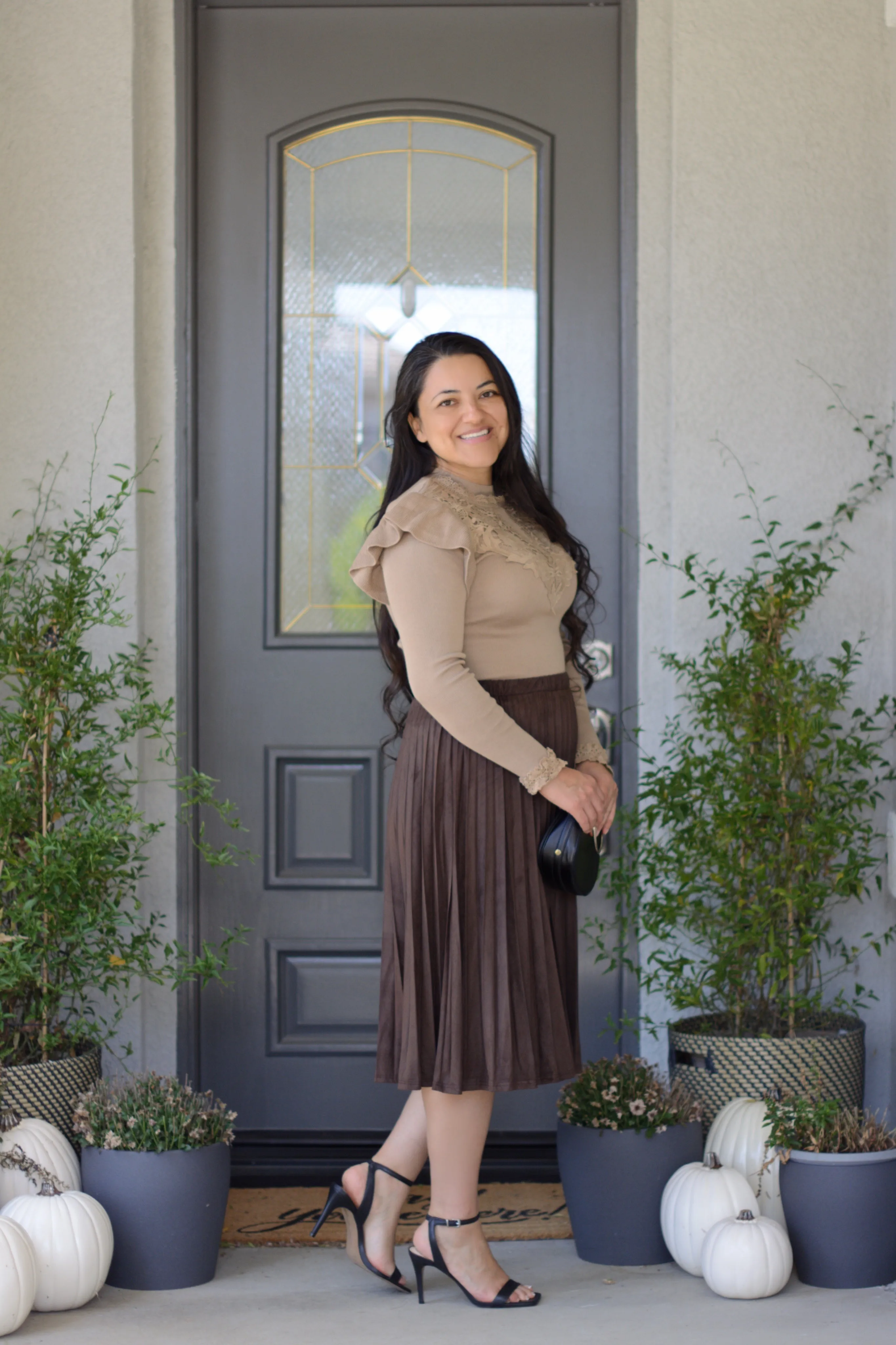 Lennon Faux Suede Brown Skirt