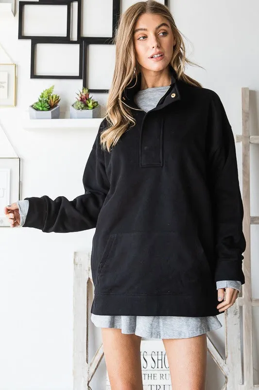 Let's Chill Half Zip Pullover - Black