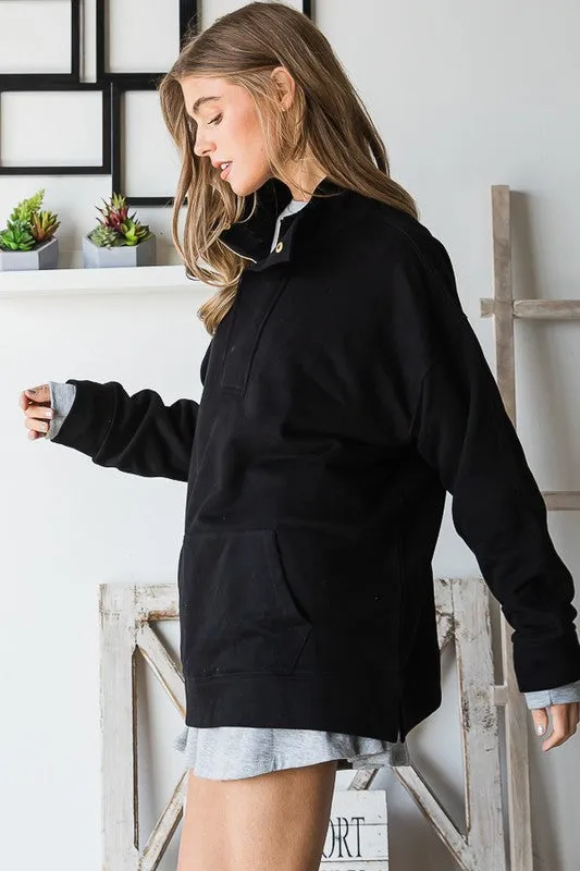 Let's Chill Half Zip Pullover - Black