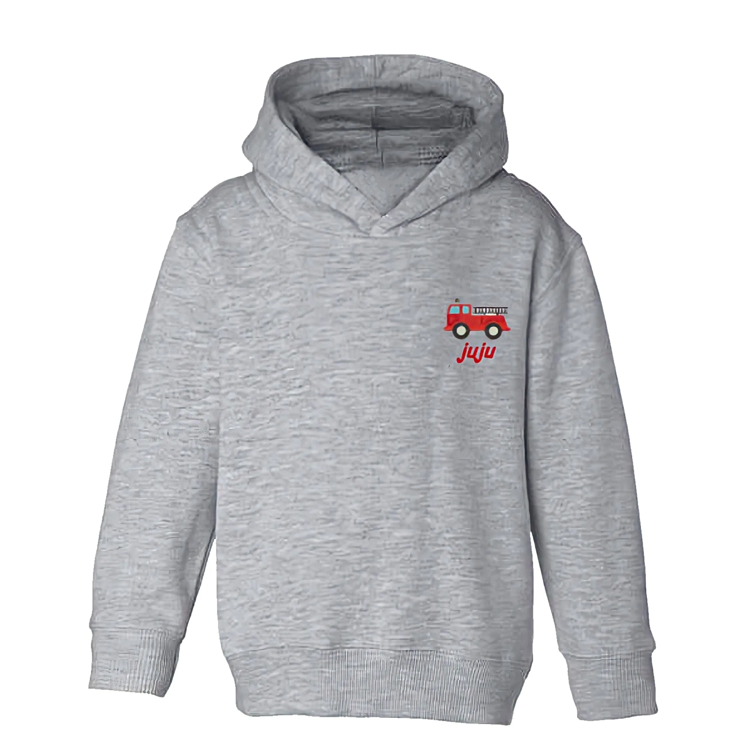 Little Kid Fire Truck Pullover Hoodie, Gray