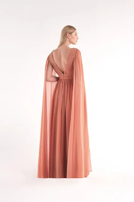 Long Chiffon Tunic Sleeve Dress