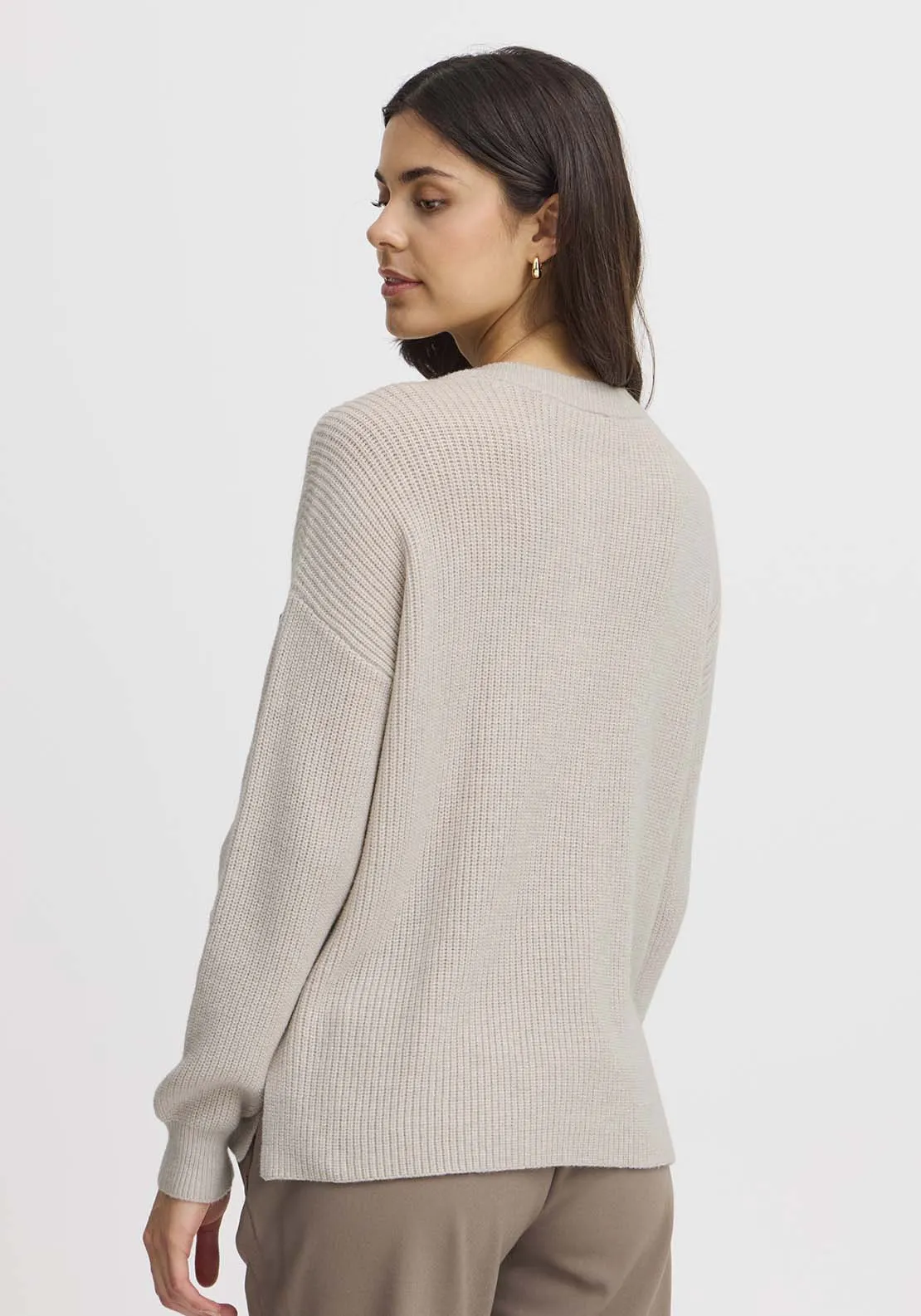 Long Sleeve Knit Pullover - Limestone Melange