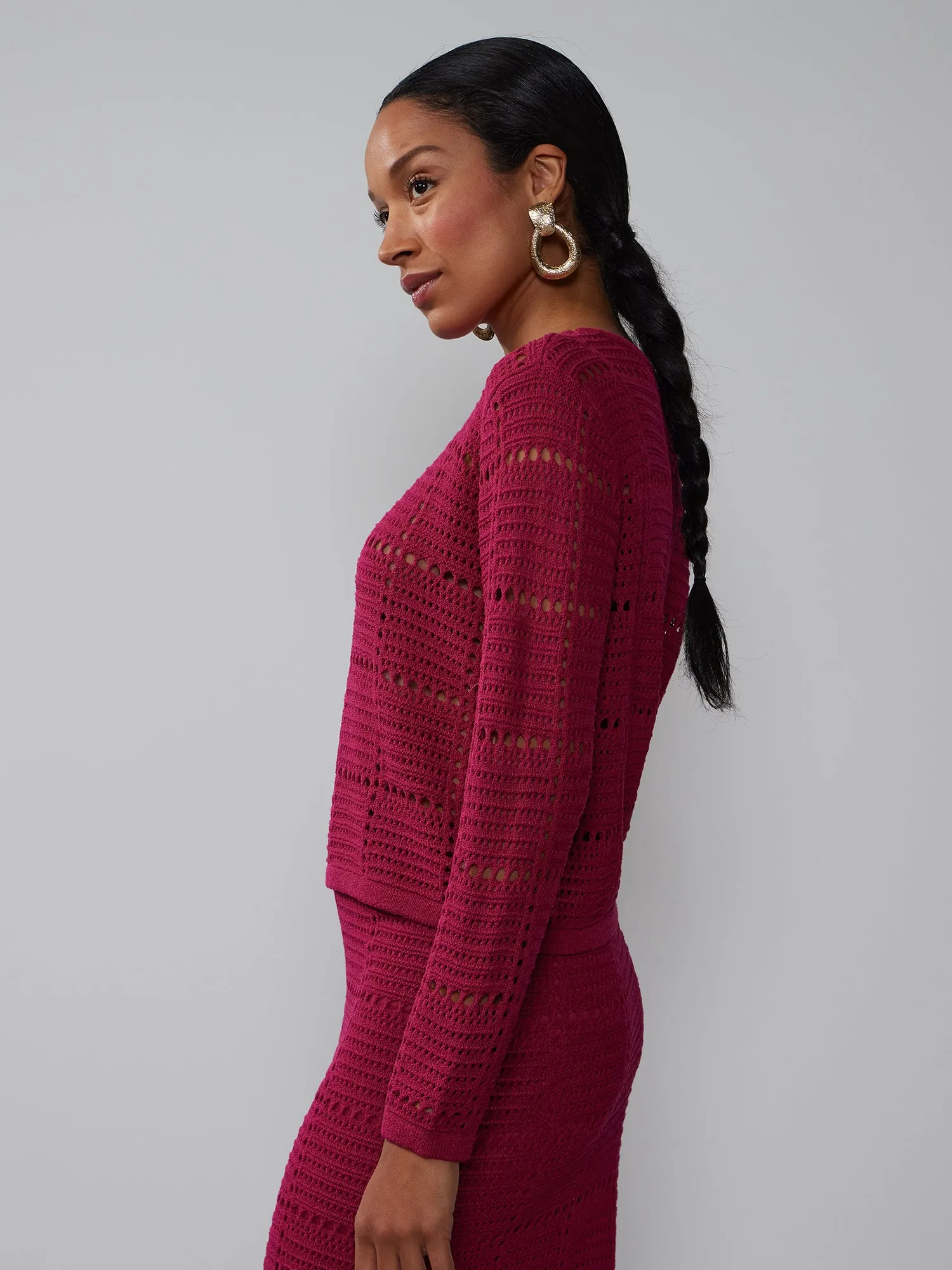 Long Sleeve Square Crochet Pullover